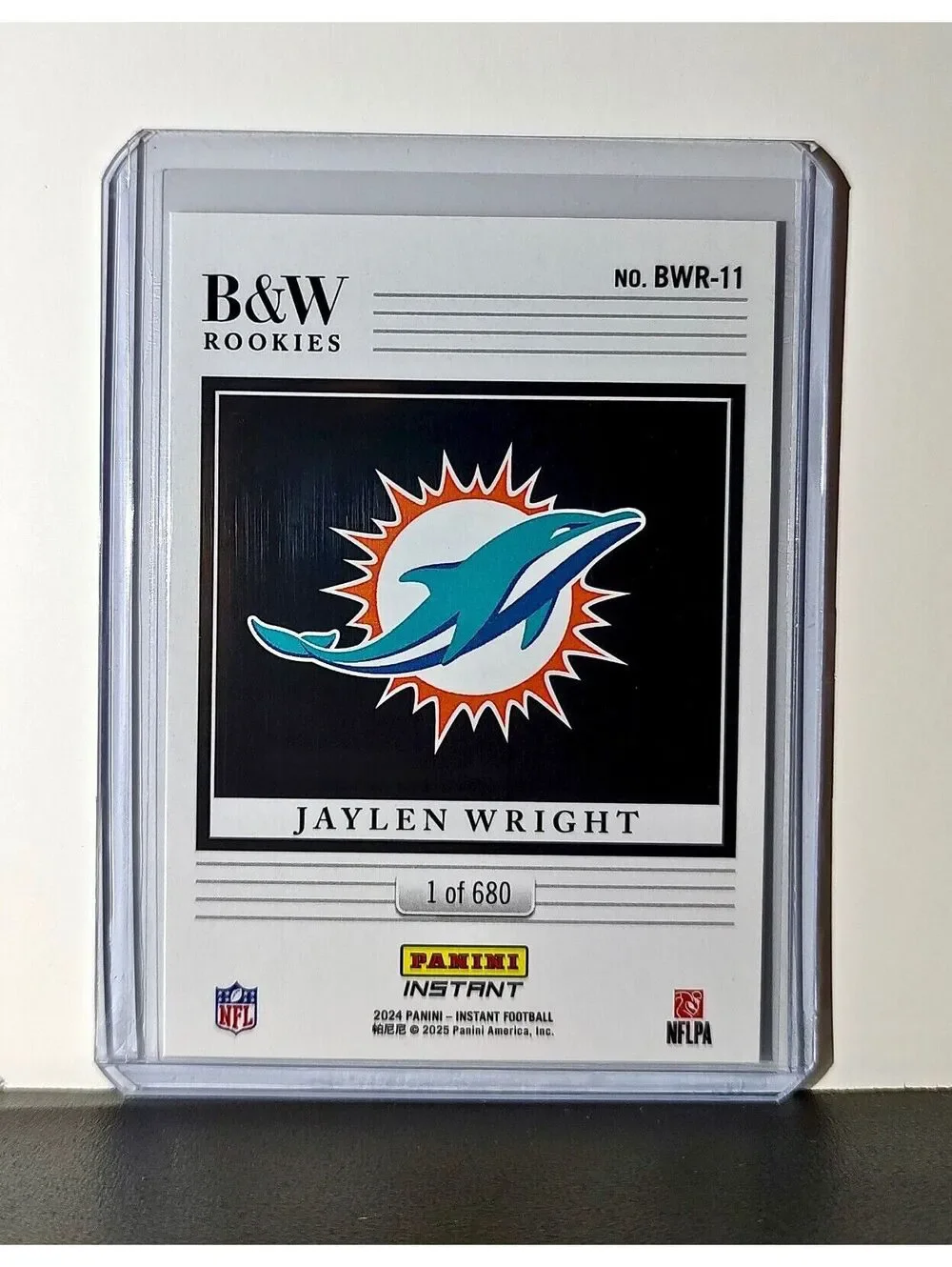 Jaylen Wright 2024 Panini NFL #11 Black & White Rookies Card Dolphins 1 of 680